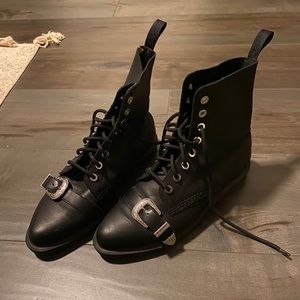 Doc Martens lace-up buckle boots